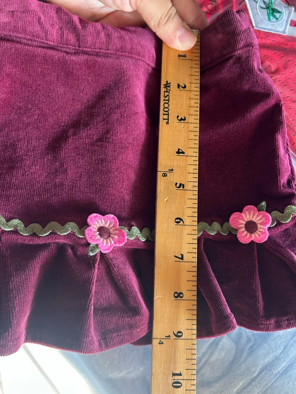 Gymboree Burgundy corduroy Skirt with Floral Trim